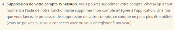 Conditions Utilisation Suppression Compte