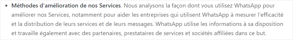 Whatsapp Conditions d’utilisation Méthodes Amélioration Services